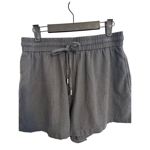 Zara Medium Dark Gray Viscose & Linen Blend Elastic Waist Shorts - Picture 4 of 9